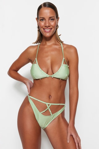 Braga de bikini de talle alto - Verde agua