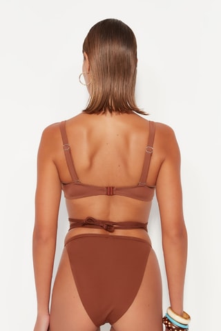 Braga de bikini de talle alto - Marrón oscuro