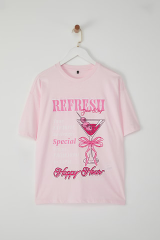 Camiseta oversize - Rosa