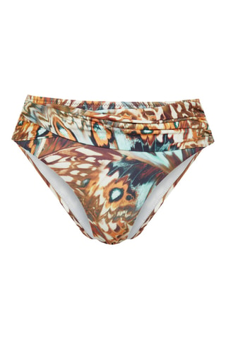 Braga de bikini de talle alto - Marrón y naranja