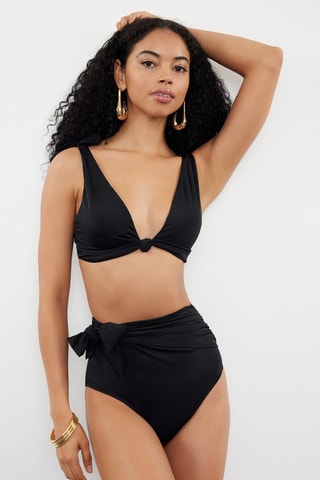 Braga de bikini de talle alto - Negro