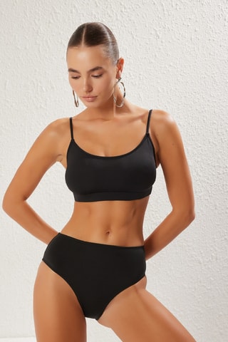 Braga de bikini de talle alto - Negro