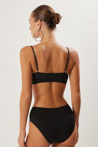 Braga de bikini de talle alto - Negro