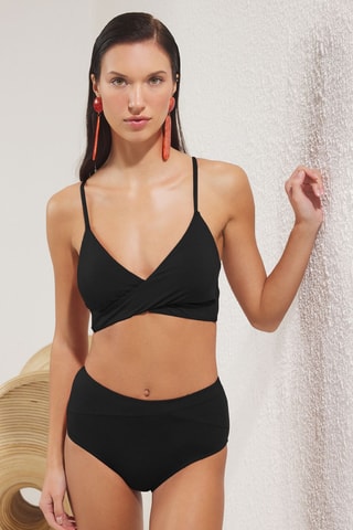 Braga de bikini de talle alto - Negro