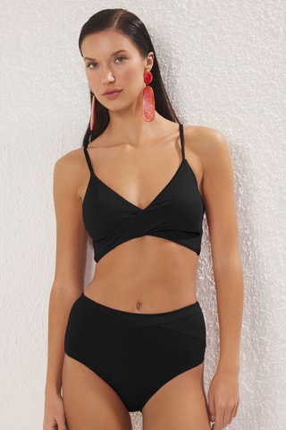 Braga de bikini de talle alto - Negro
