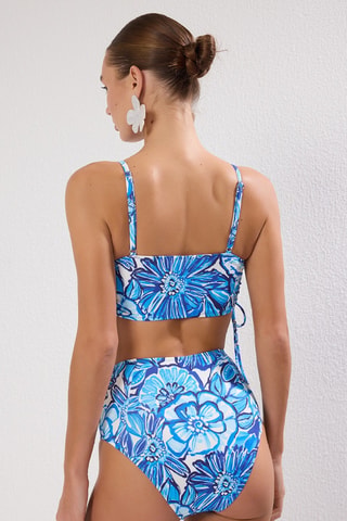 Braga de bikini de talle alto - Azul