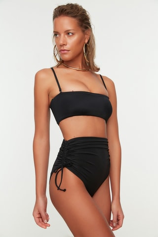 Braga de bikini de talle alto - Negro