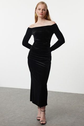 Vestido de tubo de terciopelo - Negro