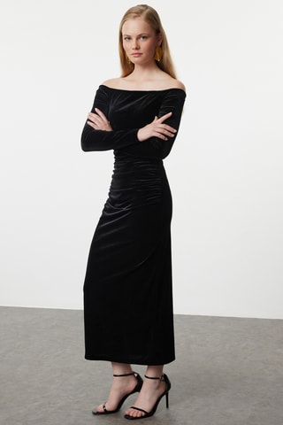 Vestido de tubo de terciopelo - Negro