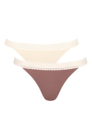 2 tangas GO Ribbed H - Castanho e cru