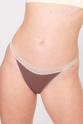 2 tangas GO Ribbed H - Castanho e cru