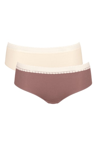 2 shorties GO Ribbed H Hipster - Castanho e cru