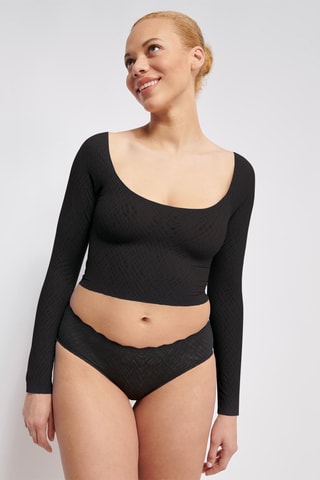 Crop top ZERO Feel Bliss Top Long - Preto - Preto
