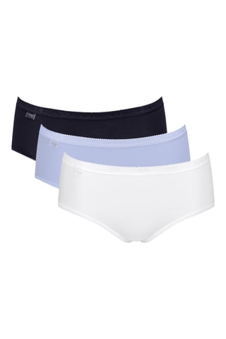 3 cuecas Basic Midi - Azul e branco - Branco e azul