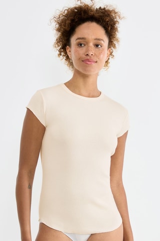 T-shirt GO Ribbed - Bege