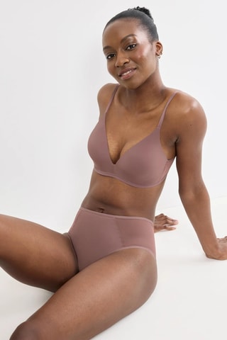 Tanga de cintura subida Soft Adapt P - Castanho