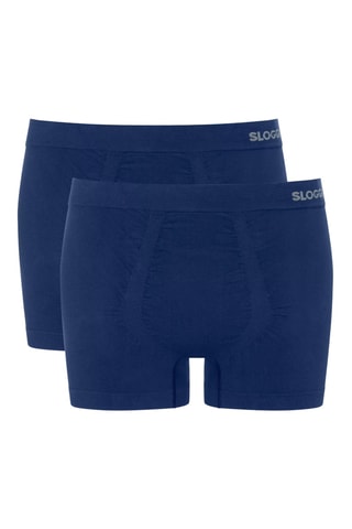 2 boxers compridos em algodão biológico GO Smooth - Azul-marinho