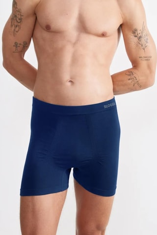 2 boxers compridos em algodão biológico GO Smooth - Azul-marinho