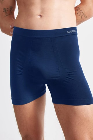2 boxers compridos em algodão biológico GO Smooth - Azul-marinho