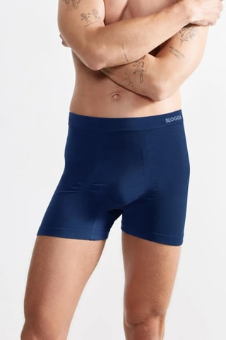 2 boxers compridos em algodão biológico GO Smooth - Azul-marinho