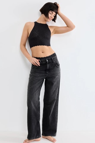 Crop top em renda Zero Feel - Preto