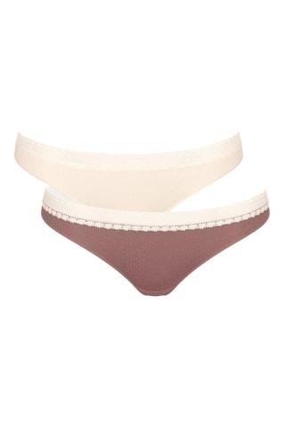 2 tangas Go Ribbed - Cru e castanho