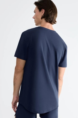 T-shirt regular em algodão biológico - Azul-marinho