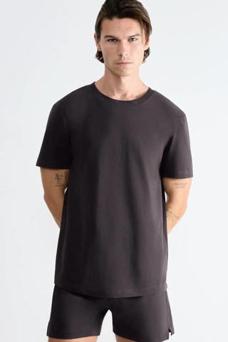 T-shirt regular em algodão biológico - Preto