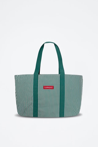 Mala shopper de praia - Branco e verde