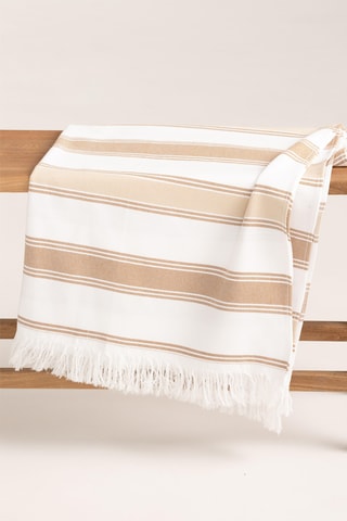 Toalha fouta de praia Nautic - Bege e branco - 190 x 180 cm - Bege