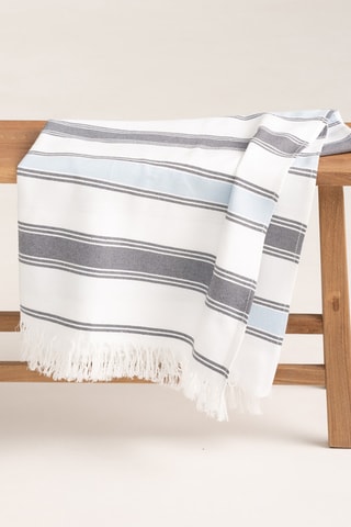 Toalha fouta de praia Nautic - Azul e cinzento - 190 x 180 cm - Azul-marinho