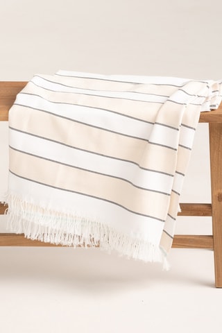 Toalha fouta de praia Solte - Cru e cinzento - 90 x 180 cm - Multicor