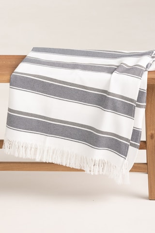 Toalha fouta de praia Bordamar - azul-marinho mesclado e branco - 90 x 180 cm - Azul-marinho