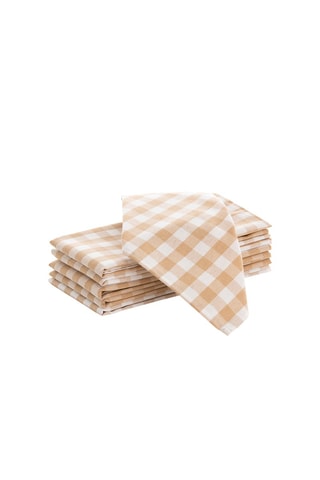 6 guardanapos Vichy - Bege e branco - Branco e bege