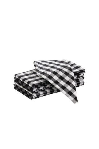 6 guardanapos Vichy - Preto e branco - Branco e preto
