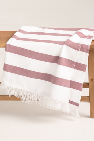 Toalha fouta de praia Faro - Bordô e cru - 190 x 180 cm - Vermelho e verde