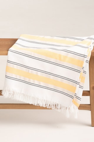 Toalha fouta de praia Lima - Laranja e branco - 90 x 180 cm - Multicor