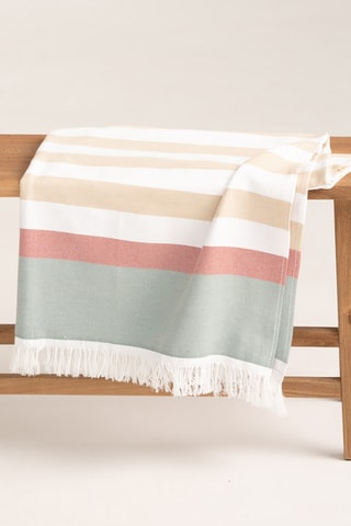 Toalha fouta de praia Horizonte - Bege e rosa - 190 x 180 cm - Bege