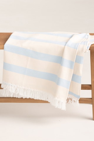 Toalha fouta de praia Faro - Azul-celeste e cru - 190 x 180 cm - Bege e azul