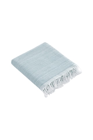 Toalha fouta de praia Nido - Azul-celeste - 190 x 180 cm - Bege e azul