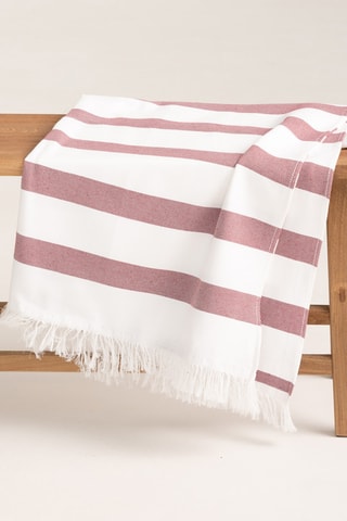 Toalha fouta de praia Faro - Bordô e cru - 90 x 180 cm - Vermelho e verde