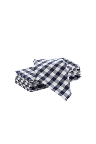 6 guardanapos Vichy - Azul-marinho e branco - Branco e azul