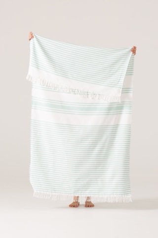 Toalha fouta de praia - Azul-celeste 190 x 180 cm - Branco e azul
