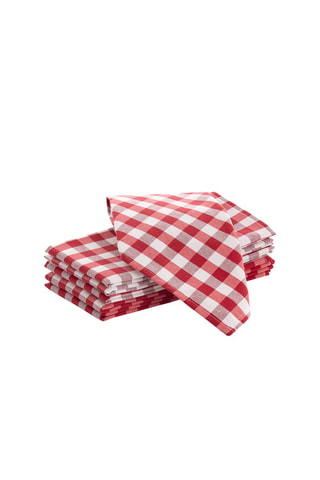 6 guardanapos Vichy - Vermelho e branco - Branco e vermelho