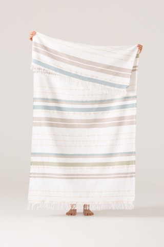Toalha fouta de praia - Branco e castanho - 190 x 180 cm
