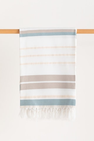 Toalha fouta de praia - Branco e castanho - 190 x 180 cm