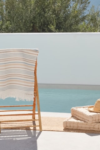 Toalha fouta de praia - Branco e azul-celeste - 90 x 180 cm