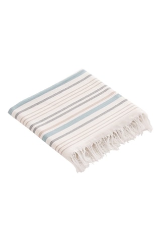 Toalha fouta de praia - Branco e azul-celeste - 90 x 180 cm