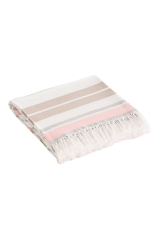 Toalha fouta de praia - Branco e castanho - 190 x 180 cm
