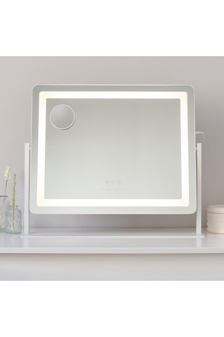 Espelho de maquilhagem LED com pés - 64 x 54,5 x 12 cm - Branco